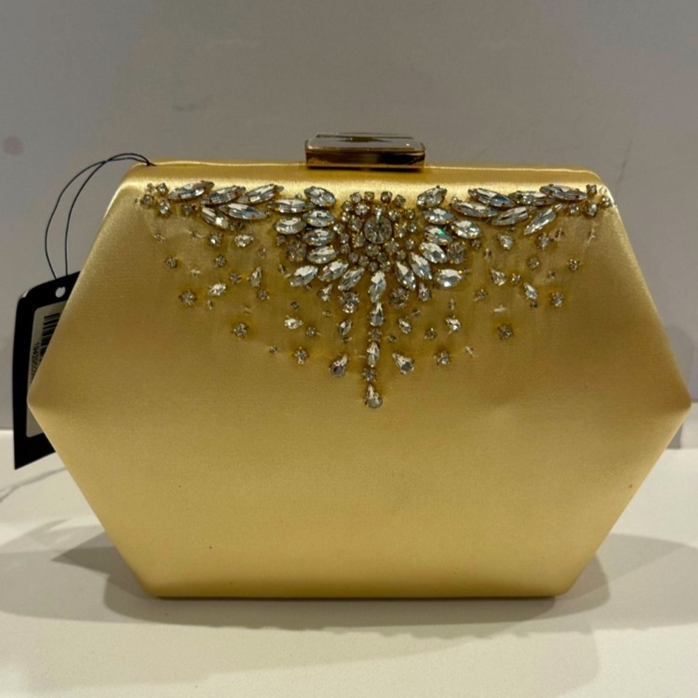 NWT Badgley Mischka Jeweled Clutch w/Removable Crossbody Chain Strap